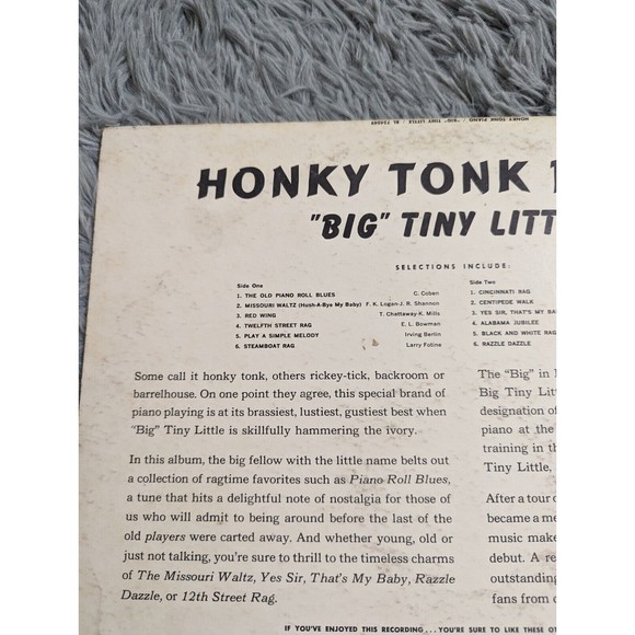 Big Tiny Little Honky Tonk Piano 1959 Brunswick LP 33 Rpm Vinyl Record BL 754049 - Picture 10 of 12